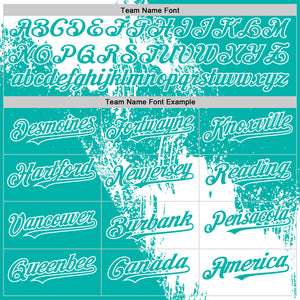 Custom White Aqua 3D Pattern Design Abstract Brush Stroke Authentic Baseball Jersey