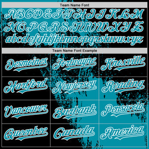 Custom Teal Black-White 3D Pattern Design Abstract Brush Stroke Authentic Baseball Jersey