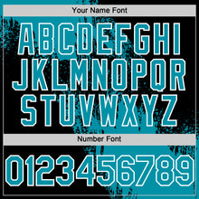Load image into Gallery viewer, Custom Teal Black-White 3D Pattern Design Abstract Brush Stroke Authentic Baseball Jersey
