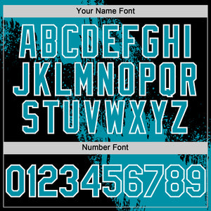 Custom Teal Black-White 3D Pattern Design Abstract Brush Stroke Authentic Baseball Jersey