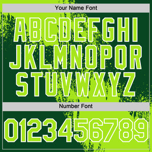 Custom Neon Green Green-White 3D Pattern Design Abstract Brush Stroke Authentic Baseball Jersey