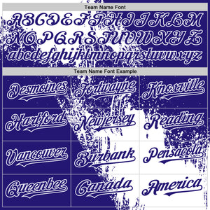 Custom White Dark Purple 3D Pattern Design Abstract Brush Stroke Authentic Baseball Jersey