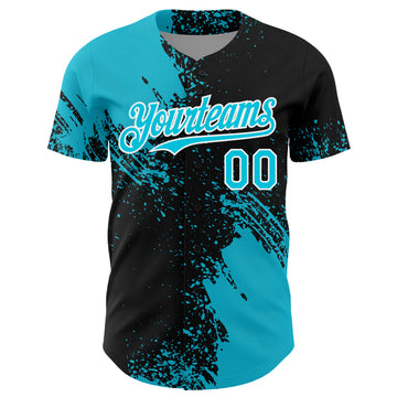 Custom Lakes Blue Black-White 3D Pattern Design Abstract Brush Stroke Authentic Baseball Jersey