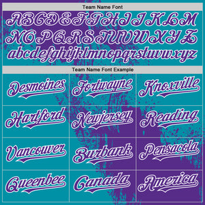 Custom Purple Teal-White 3D Pattern Design Abstract Brush Stroke Authentic Baseball Jersey