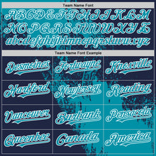 Загрузить изображение в средство просмотра галереи, Custom Teal Navy-White 3D Pattern Design Abstract Brush Stroke Authentic Baseball Jersey

