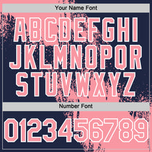Load image into Gallery viewer, Custom Medium Pink Navy-White 3D Pattern Design Abstract Brush Stroke Authentic Baseball Jersey
