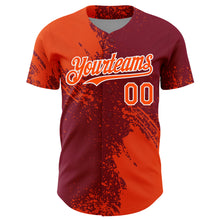 Load image into Gallery viewer, Custom Orange Crimson-White 3D Pattern Design Abstract Brush Stroke Authentic Baseball Jersey
