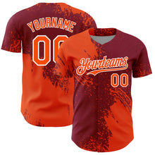 Load image into Gallery viewer, Custom Orange Crimson-White 3D Pattern Design Abstract Brush Stroke Authentic Baseball Jersey
