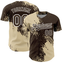 Load image into Gallery viewer, Custom Cream Brown-White 3D Pattern Design Abstract Brush Stroke Authentic Baseball Jersey
