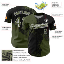 Load image into Gallery viewer, Custom Olive Black-White 3D Pattern Design Abstract Brush Stroke Authentic Baseball Jersey
