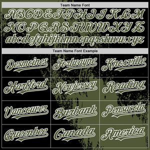 Custom Olive Black-White 3D Pattern Design Abstract Brush Stroke Authentic Baseball Jersey
