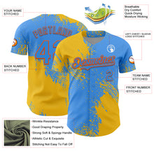 Load image into Gallery viewer, Custom Yellow Electric Blue-Orange 3D Pattern Design Abstract Brush Stroke Authentic Baseball Jersey
