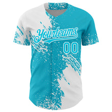 Load image into Gallery viewer, Custom White Lakes Blue 3D Pattern Design Abstract Brush Stroke Authentic Baseball Jersey
