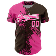 Загрузить изображение в средство просмотра галереи, Custom Pink Brown-White 3D Pattern Design Abstract Brush Stroke Authentic Baseball Jersey
