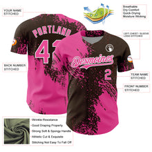 Загрузить изображение в средство просмотра галереи, Custom Pink Brown-White 3D Pattern Design Abstract Brush Stroke Authentic Baseball Jersey
