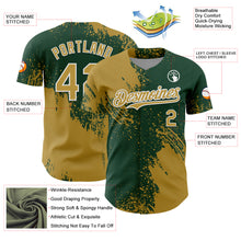Загрузить изображение в средство просмотра галереи, Custom Old Gold Green-White 3D Pattern Design Abstract Brush Stroke Authentic Baseball Jersey
