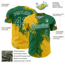 Load image into Gallery viewer, Custom Yellow Kelly Green-White 3D Pattern Design Abstract Brush Stroke Authentic Baseball Jersey
