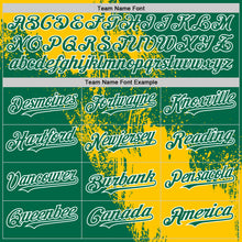 Load image into Gallery viewer, Custom Yellow Kelly Green-White 3D Pattern Design Abstract Brush Stroke Authentic Baseball Jersey

