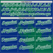 Load image into Gallery viewer, Custom Kelly Green Royal-White 3D Pattern Design Abstract Brush Stroke Authentic Baseball Jersey
