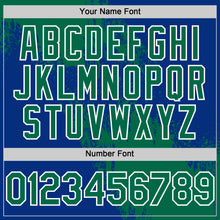 Load image into Gallery viewer, Custom Kelly Green Royal-White 3D Pattern Design Abstract Brush Stroke Authentic Baseball Jersey
