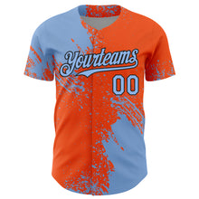 Charger l&#39;image dans la galerie, Custom Light Blue Orange-Black 3D Pattern Design Abstract Brush Stroke Authentic Baseball Jersey
