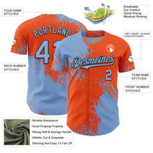 Charger l&#39;image dans la galerie, Custom Light Blue Orange-Black 3D Pattern Design Abstract Brush Stroke Authentic Baseball Jersey
