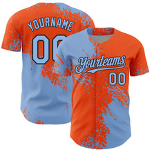 Charger l&#39;image dans la galerie, Custom Light Blue Orange-Black 3D Pattern Design Abstract Brush Stroke Authentic Baseball Jersey
