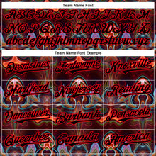 Laden Sie das Bild in den Galerie-Viewer, Custom Brown Black-Fire Red 3D Pattern Design Rave Psychedelic Fluid Art Authentic Baseball Jersey
