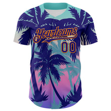 Загрузить изображение в средство просмотра галереи, Custom Dark Purple Bay Orange 3D Pattern Design Rave Psychedelic Tropical Palm Tree Authentic Baseball Jersey
