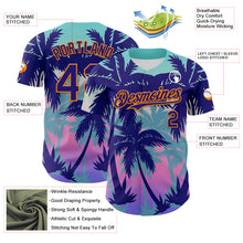 Загрузить изображение в средство просмотра галереи, Custom Dark Purple Bay Orange 3D Pattern Design Rave Psychedelic Tropical Palm Tree Authentic Baseball Jersey
