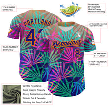 Загрузить изображение в средство просмотра галереи, Custom Pink Dark Purple-Bay Orange 3D Pattern Design Rave Psychedelic Tropical Palm Leaves Authentic Baseball Jersey
