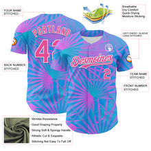 Загрузить изображение в средство просмотра галереи, Custom Electric Blue Pink-White 3D Pattern Design Rave Psychedelic Tropical Palm Leaves Authentic Baseball Jersey
