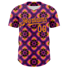 Charger l&#39;image dans la galerie, Custom Purple Bay Orange-Dark Purple 3D Pattern Design Rave Psychedelic Flower Authentic Baseball Jersey
