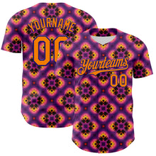 Charger l&#39;image dans la galerie, Custom Purple Bay Orange-Dark Purple 3D Pattern Design Rave Psychedelic Flower Authentic Baseball Jersey
