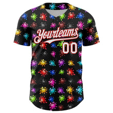 Load image into Gallery viewer, Custom Black White-Red 3D Pattern Design Splash Authentic Baseball Jersey
