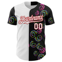 Charger l&#39;image dans la galerie, Custom Black White-Red 3D Pattern Design Liquid Splatter Authentic Baseball Jersey
