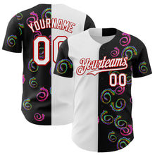 Charger l&#39;image dans la galerie, Custom Black White-Red 3D Pattern Design Liquid Splatter Authentic Baseball Jersey
