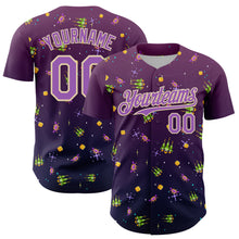 Load image into Gallery viewer, Custom Purple Medium Purple-City Cream 3D Pattern Design Retro Pixel Arcade Game Authentic Baseball Jersey
