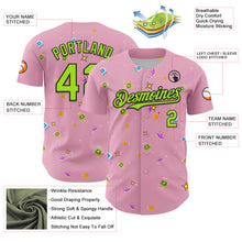 Load image into Gallery viewer, Custom Light Pink Neon Green-Black 3D Pattern Design Retro Pixel Arcade Game Authentic Baseball Jersey

