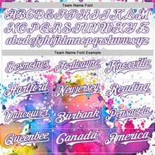 Laden Sie das Bild in den Galerie-Viewer, Custom White Purple 3D Pattern Design Graffiti Splash And Constellation Space Galaxy Star Authentic Baseball Jersey
