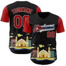 Load image into Gallery viewer, Custom Black Red White-Cuban Flag 3D Cuba Santiago Authentic Baseball Jersey
