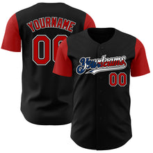 Load image into Gallery viewer, Custom Black Red White-Puerto Rican Flag 3D Puerto Rico Authentic Baseball Jersey
