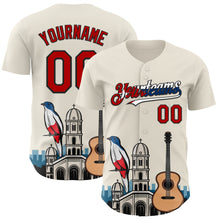 Load image into Gallery viewer, Custom Cream Red Black-Cuban Flag 3D Cuba Santiago Authentic Baseball Jersey
