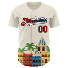 Load image into Gallery viewer, Custom Cream Red Black-Cuban Flag 3D Cuba Havana Authentic Baseball Jersey
