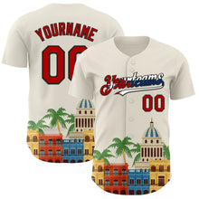 Load image into Gallery viewer, Custom Cream Red Black-Cuban Flag 3D Cuba Havana Authentic Baseball Jersey
