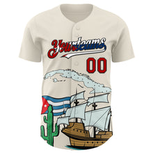 Load image into Gallery viewer, Custom Cream Red Black-Cuban Flag 3D Cuba Authentic Baseball Jersey
