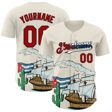 Load image into Gallery viewer, Custom Cream Red Black-Cuban Flag 3D Cuba Authentic Baseball Jersey
