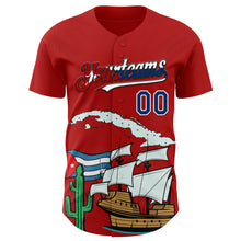 Charger l&#39;image dans la galerie, Custom Red US Navy Blue White Cuban Flag-Black 3D Cuba Authentic Baseball Jersey
