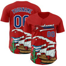 Charger l&#39;image dans la galerie, Custom Red US Navy Blue White Cuban Flag-Black 3D Cuba Authentic Baseball Jersey
