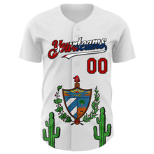 Load image into Gallery viewer, Custom White Red Black-Cuban Flag 3D Cuba Authentic Baseball Jersey

